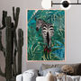 Zebra Wearing Shoes In The Tropical Jungle Art Print, thumbnail 1 of 3