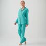 Women's 'New York Turquoise' Stripe Crisp Cotton Pyjama Set, thumbnail 3 of 4