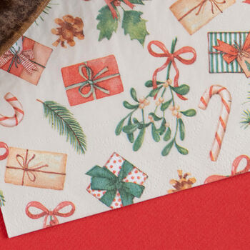Festive Red And Green Christmas Napkins Candy Canes 20 Pack, 3 of 4
