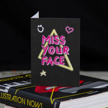 Miss Your Face Neon Greetings Card, 2 of 3
