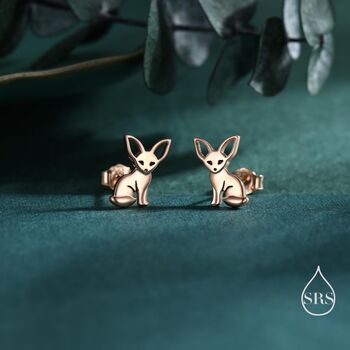 Sterling Silver Fennec Fox Stud Earrings, 5 of 12