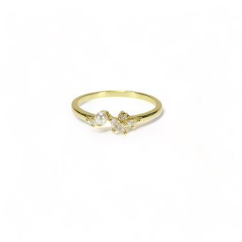 Cluster Pearl Ring, Cz, Gold Vermeil 925 Silver, 3 of 10
