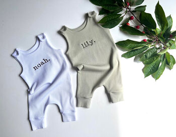 Personalised Baby Dungarees Romper | Embroidered, 2 of 12