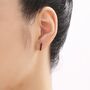 Black Cz Starburst Huggie Hoop Earrings, thumbnail 5 of 10