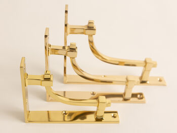 Polished Brass Vintage Style Solid Brass Shelf Brackets, 3 of 8