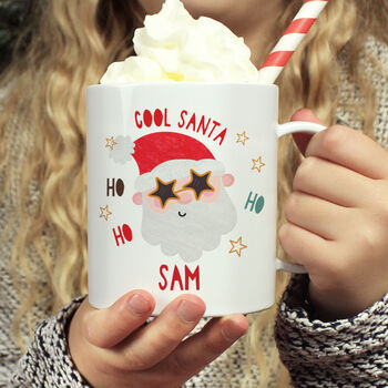 Personalised Cool Santa Plastic Christmas Mug, 2 of 4