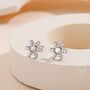 Sterling Silver Moonstone Snowflake Stud Earrings, thumbnail 1 of 11