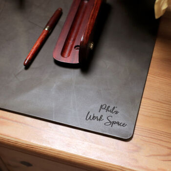 Recycled Vintage Leather Personalised Medium Desk Mat, 3 of 12