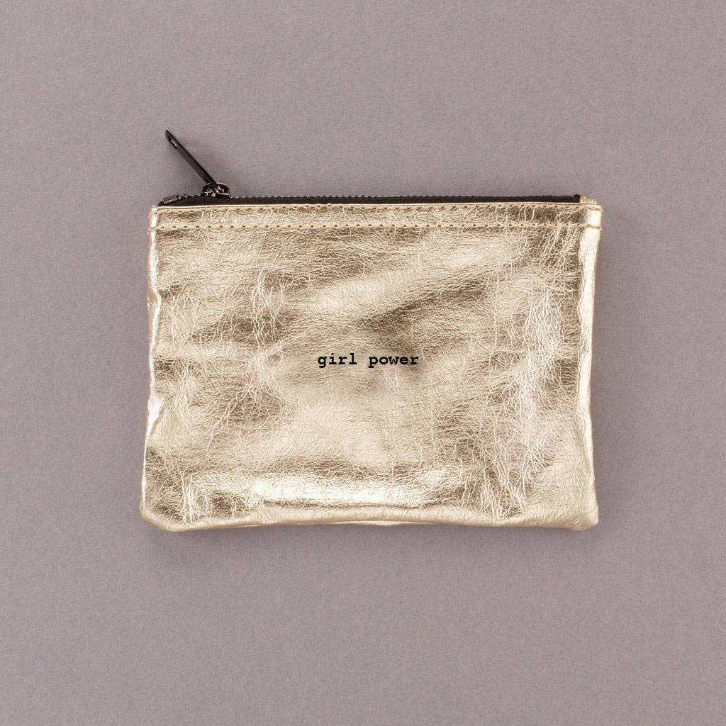 'Girl Power' Zipper Pouch Clutch Or Make Up Bag By Scissor Monkeys