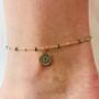Zodiac Gold Plated Sterling Silver Beaded Anklet, thumbnail 1 of 3
