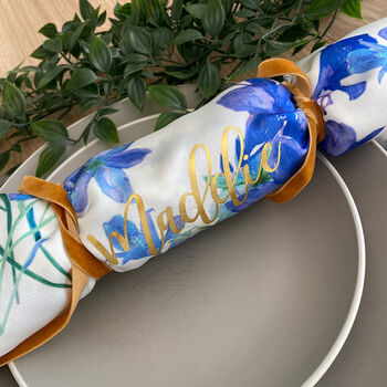 Personalised Reusable Floral Blue Christmas Crackers, 4 of 10