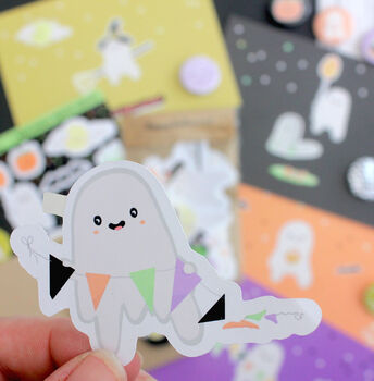 Halloween Party Ghosts, Cute Die Cut Sticker Pack, 5 of 7
