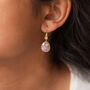 Gold Plated Apatite And Rose Quartz Drop Earrings, thumbnail 5 of 7