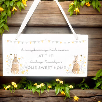 Personalised Spring Bunny Wooden Sign, 3 of 5