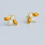 Gold Colour Sterling Silver Bee Stud Earrings, thumbnail 1 of 4