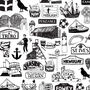 Cornwall Illustrated Black And White Print, thumbnail 8 of 9