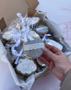 Grey Baby Shower Biscuit Favours, 4 of 4
