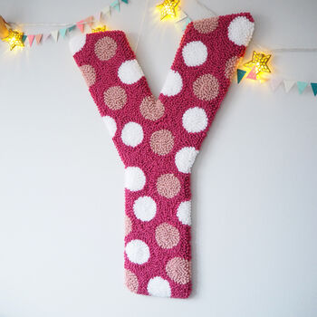 Pink And White Polka Dot Hanging Decorative Letter, 3 of 6