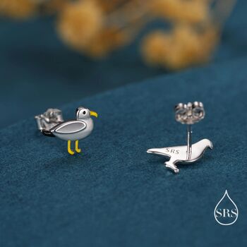 Mismatched Seagull And Pigeon Stud Earrings In Sterling Silver, 5 of 12