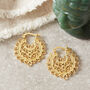 Flat Detailed Gold Filigree Hoop, 18 K Gold Vermeil, thumbnail 1 of 11
