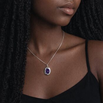 Personalised Sterling Silver Amethyst Gemstone Locket Necklace With Photos, 2 of 8