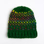 Ellie Easy Rainbow Forest Green Hat Knitting Kit, thumbnail 2 of 5
