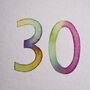 30th Handmade Watercolour Birthday / Anniversary Card, thumbnail 3 of 6