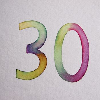 30th Handmade Watercolour Birthday / Anniversary Card, 3 of 6