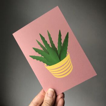 Set Of Six Mixed Design Aloe Vera Print Notecards, 2 of 5