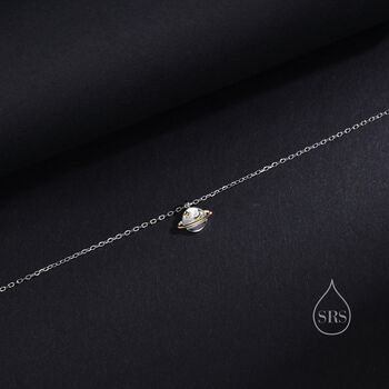 Dainty Planet Pendant Necklace In Sterling Silver, 3 of 10