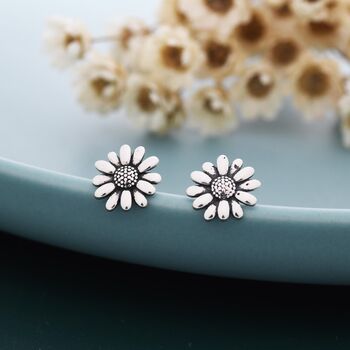 Sterling Silver Tiny Daisy Flower Stud Earrings, 7 of 12
