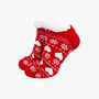 Women's Short Slipper Socks Grip Sole Red Fair Isle, thumbnail 1 of 3