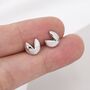 Fortune Cookie Stud Earrings In Sterling Silver, thumbnail 5 of 12