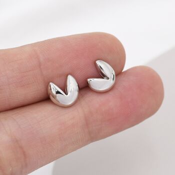 Fortune Cookie Stud Earrings In Sterling Silver, 5 of 12