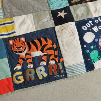 Baby Milestone Blanket, Baby Clothes Quilt, Boy Gift, 11 of 12