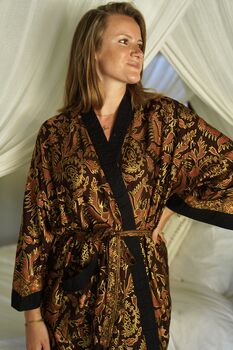 Chocolate Brown Batik Kimono Robe, 9 of 9