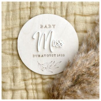 Baby Name Disc With Date And Surname, 2 of 3