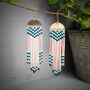 'Jay' Hand Beaded Feather Inspired Earrings, thumbnail 2 of 5