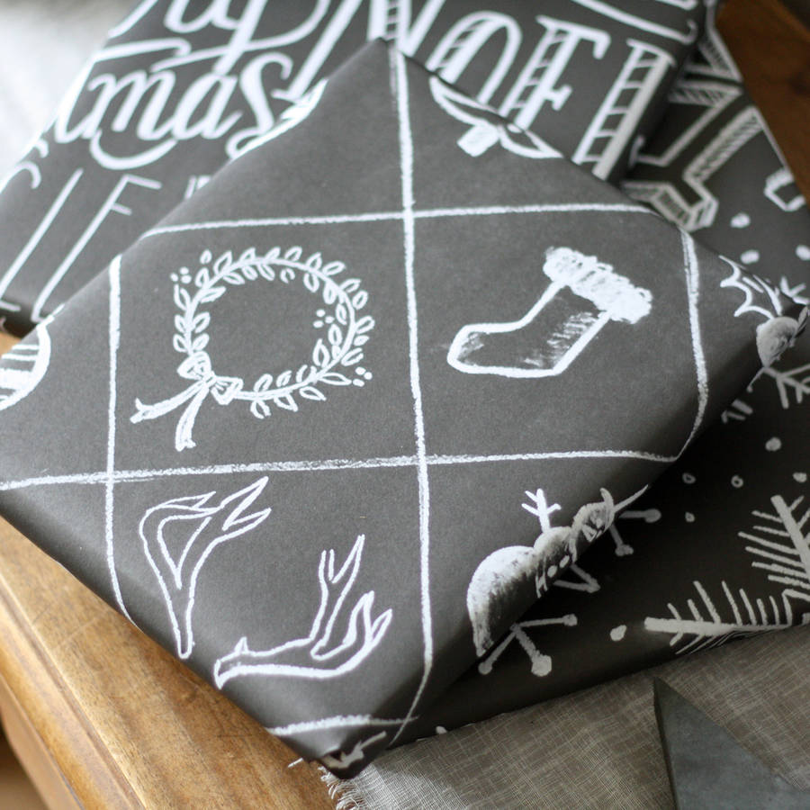 chalkboard style christmas wrapping paper by the wedding of my dreams | notonthehighstreet.com