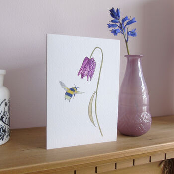 Fritillary And Bee Any Occasion Greetings Card, 7 of 8