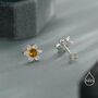 Sterling Silver Daffodil Cz Stud Earrings, thumbnail 5 of 11