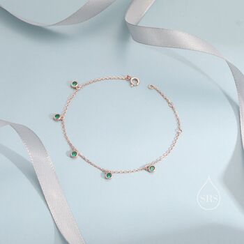 Emerald Green Or Clear Cz Dangle Bracelet, 9 of 12