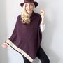Aubergine Knitted Lambswool Poncho, thumbnail 4 of 5