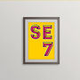 Se7 London Postcode Neon Typography Print, thumbnail 4 of 4