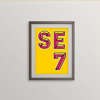 Se7 London Postcode Neon Typography Print, 4 of 4