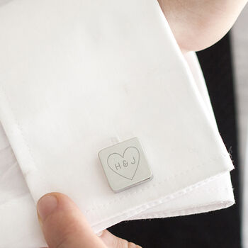 Wedding Couples Heart Personalised Square Cufflinks, 4 of 12