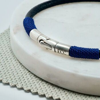 Personalised Sterling Silver, Leather And Silk Bracelet, 2 of 8