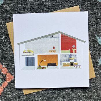 Mid Century Dolls' House Greetings Card, 3 of 4