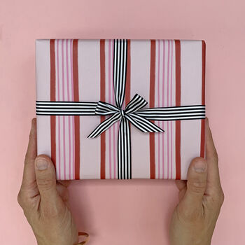 Red And Pink Striped Wrapping Paper, 4 of 9