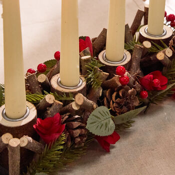Country Christmas Candle Holder Centrepiece, 4 of 6